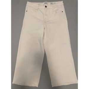 J Jill Denim Women's Cream High Rise Full Leg Wide Leg Crop Jeans 10 Petite 10P